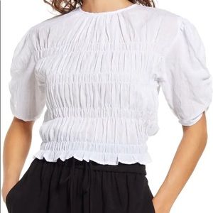 OPEN EDIT By Nordstrom  smocked short sleeve top